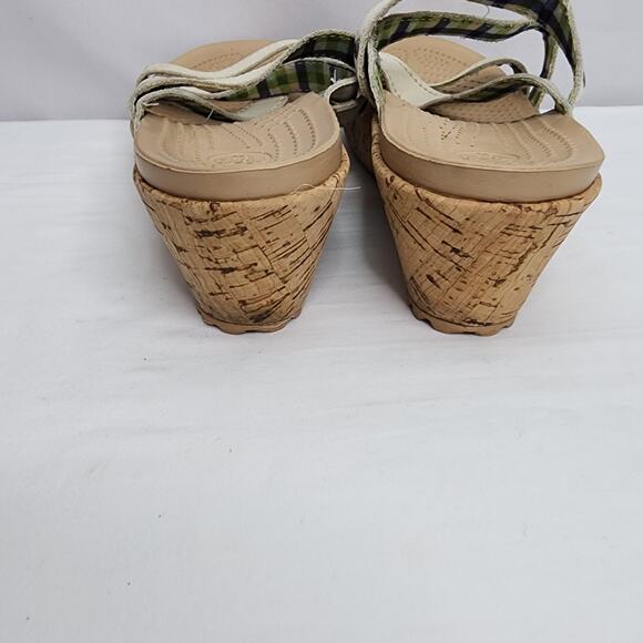 Crocs A Leigh Mini White Leather Wedge Women's Summer  Open Toe Sandal Size 8 - Picture 4 of 12